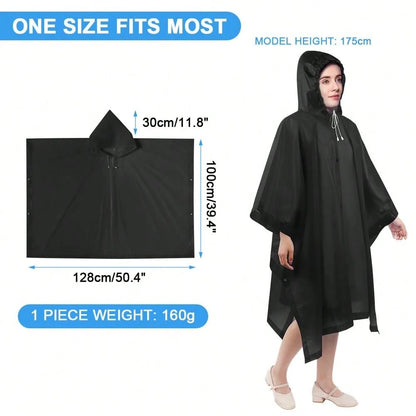 1 Pc Waterproof Raincoat, Waterproof Rain Poncho, Reusable Rain Poncho Pack With Hood, Lightweight And Waterproof Poncho, For Travel And Outdoors, For Men And Women