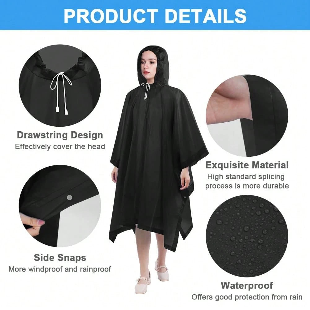 1 Pc Waterproof Raincoat, Waterproof Rain Poncho, Reusable Rain Poncho Pack With Hood, Lightweight And Waterproof Poncho, For Travel And Outdoors, For Men And Women
