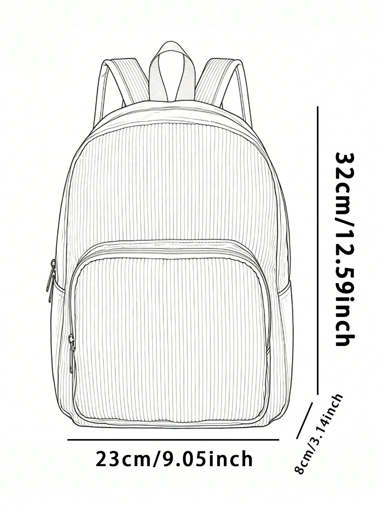1 Piece Backpack, Women Mini Backpack, Corduroy Girl School Bag, Travel Storage Bag, Paw Print Design, Large‑Capacity Foldable Easy‑To‑Store Bag, Lightweight & Pressure‑Relieving, Multi‑Pocket Layered