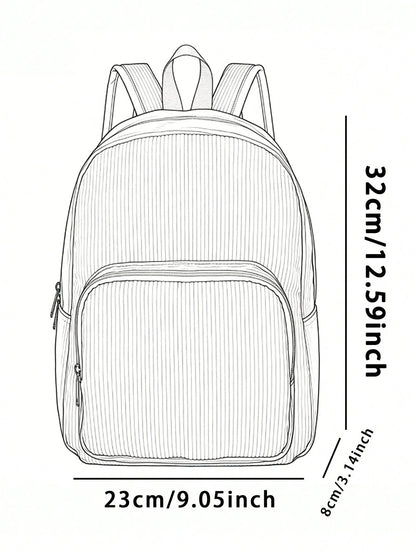 1 Piece Backpack, Women Mini Backpack, Corduroy Girl School Bag, Travel Storage Bag, Paw Print Design, Large‑Capacity Foldable Easy‑To‑Store Bag, Lightweight & Pressure‑Relieving, Multi‑Pocket Layered