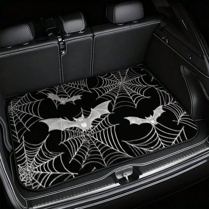 1-Piece Gothic Spider Web Bat Pattern Car Trunk Mat- Durable, All-Weather Universal Fit, Suitable For SUVs, Trucks, Sedans, Crossovers- Easy To Clean