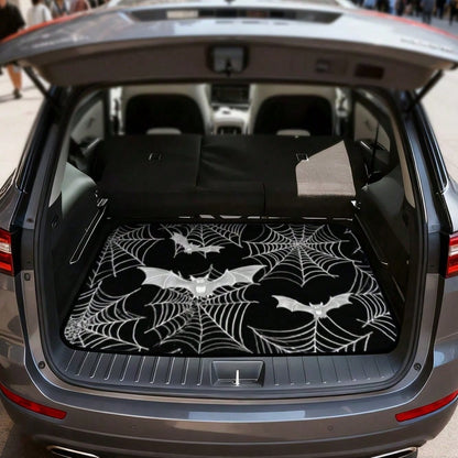 1-Piece Gothic Spider Web Bat Pattern Car Trunk Mat- Durable, All-Weather Universal Fit, Suitable For SUVs, Trucks, Sedans, Crossovers- Easy To Clean