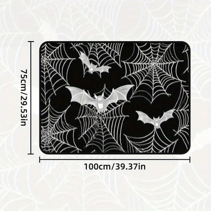 1-Piece Gothic Spider Web Bat Pattern Car Trunk Mat- Durable, All-Weather Universal Fit, Suitable For SUVs, Trucks, Sedans, Crossovers- Easy To Clean