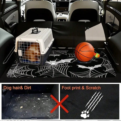 1-Piece Gothic Spider Web Bat Pattern Car Trunk Mat- Durable, All-Weather Universal Fit, Suitable For SUVs, Trucks, Sedans, Crossovers- Easy To Clean