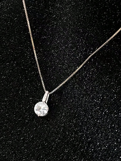 1 Piece Of Exquisite Women's Geometric Water Drop Clavicle Chain With Shiny Zirconia Sterling Silver Necklace Pendant Clavicle Chain Hypoallergenic Jewelry Valentine's Day Gift