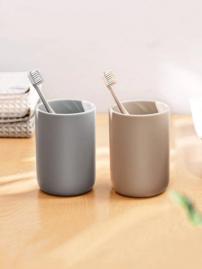 1 Piece Of Household Plastic Toothbrush Cup, Household Mouthwash Cup, Simple And Plain Color Wash Cup, Toothbrush And Tooth Cup, Large Capacity Wash Cup
