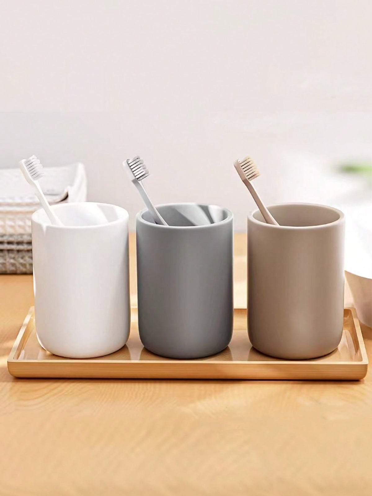 1 Piece Of Household Plastic Toothbrush Cup, Household Mouthwash Cup, Simple And Plain Color Wash Cup, Toothbrush And Tooth Cup, Large Capacity Wash Cup
