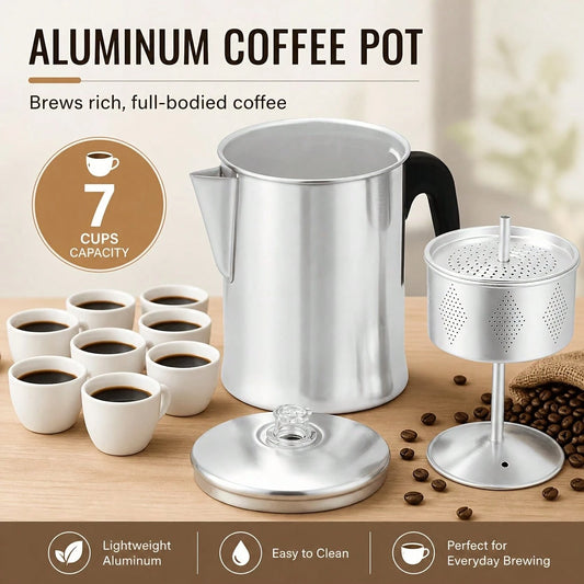 1 Piece, Percolator Coffee Pot, Coffee Percolator Pot, Durable Aluminum Material,-Cup Camping Coffee Pot Brewing Coffee Over A Fire, Grill, Or Stove, Home And Camping