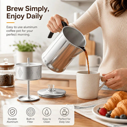 1 Piece, Percolator Coffee Pot, Coffee Percolator Pot, Durable Aluminum Material,-Cup Camping Coffee Pot Brewing Coffee Over A Fire, Grill, Or Stove, Home And Camping