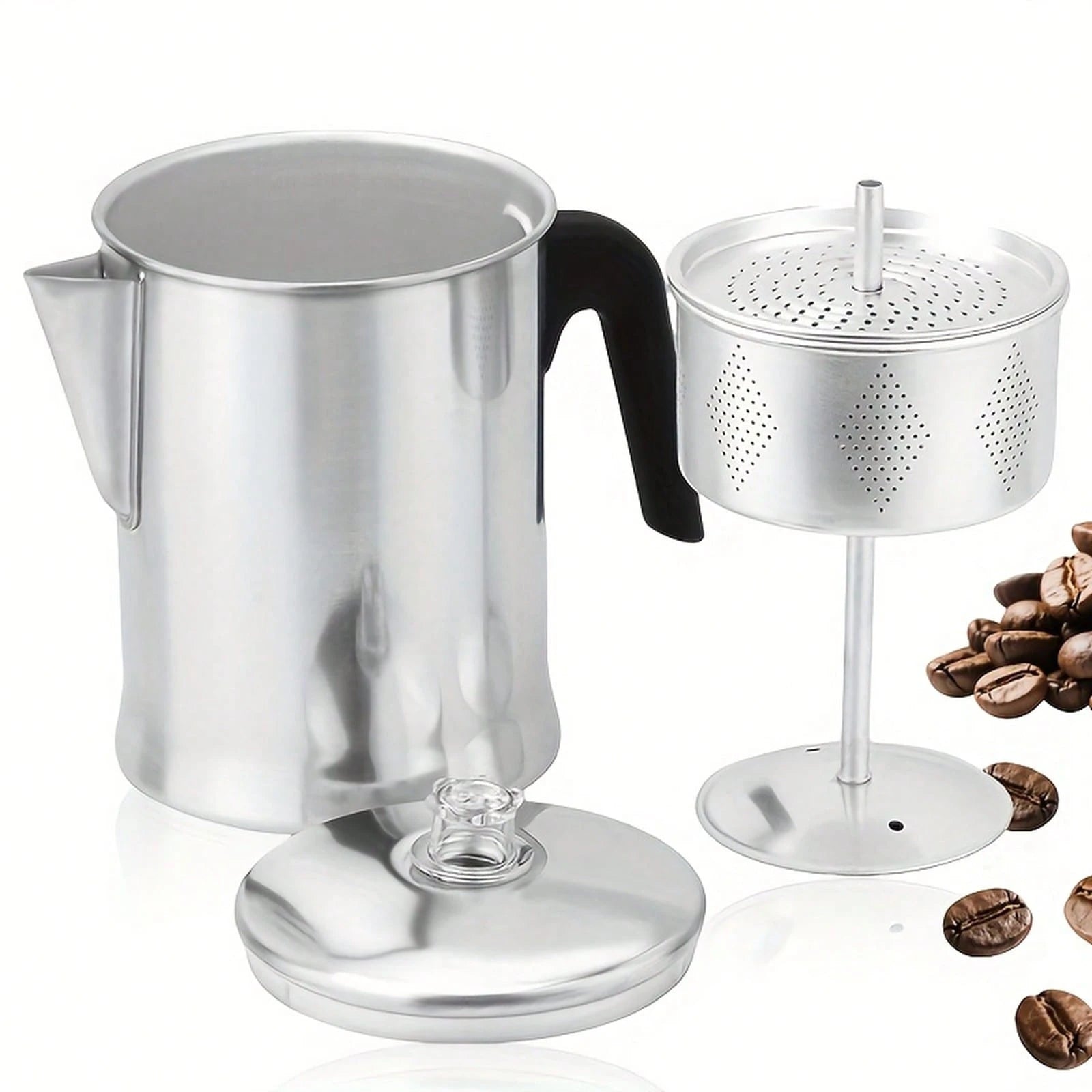 1 Piece, Percolator Coffee Pot, Coffee Percolator Pot, Durable Aluminum Material,-Cup Camping Coffee Pot Brewing Coffee Over A Fire, Grill, Or Stove, Home And Camping