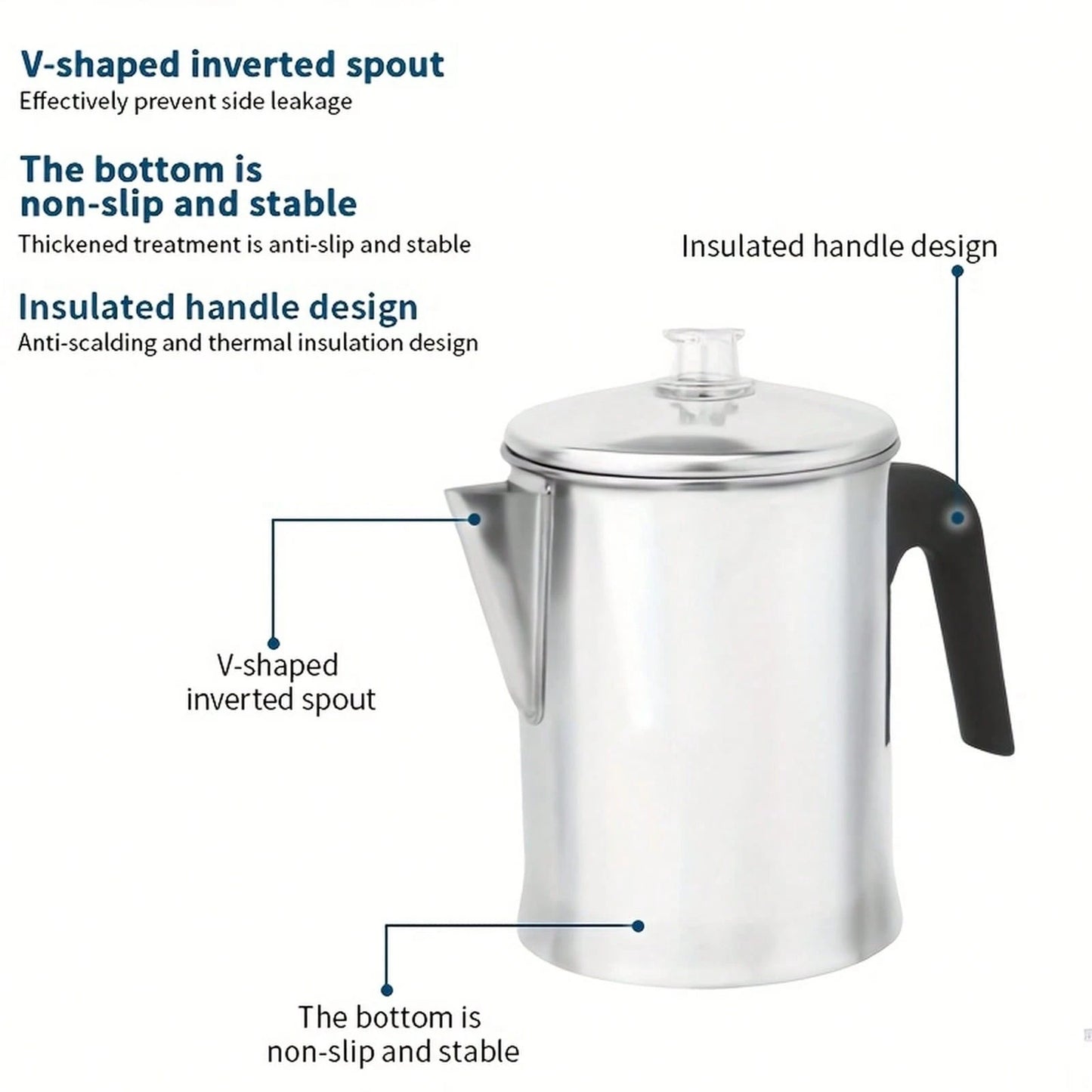 1 Piece, Percolator Coffee Pot, Coffee Percolator Pot, Durable Aluminum Material,-Cup Camping Coffee Pot Brewing Coffee Over A Fire, Grill, Or Stove, Home And Camping