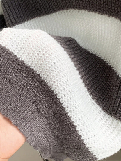 1 Piece Young Boy Casual College Comfortable Fashion Simple Practical All-Match Soft Comfortable Loose Striped Polo Sweater Suitable For Birthday Parties, Parties, Shows Suitable For School Back