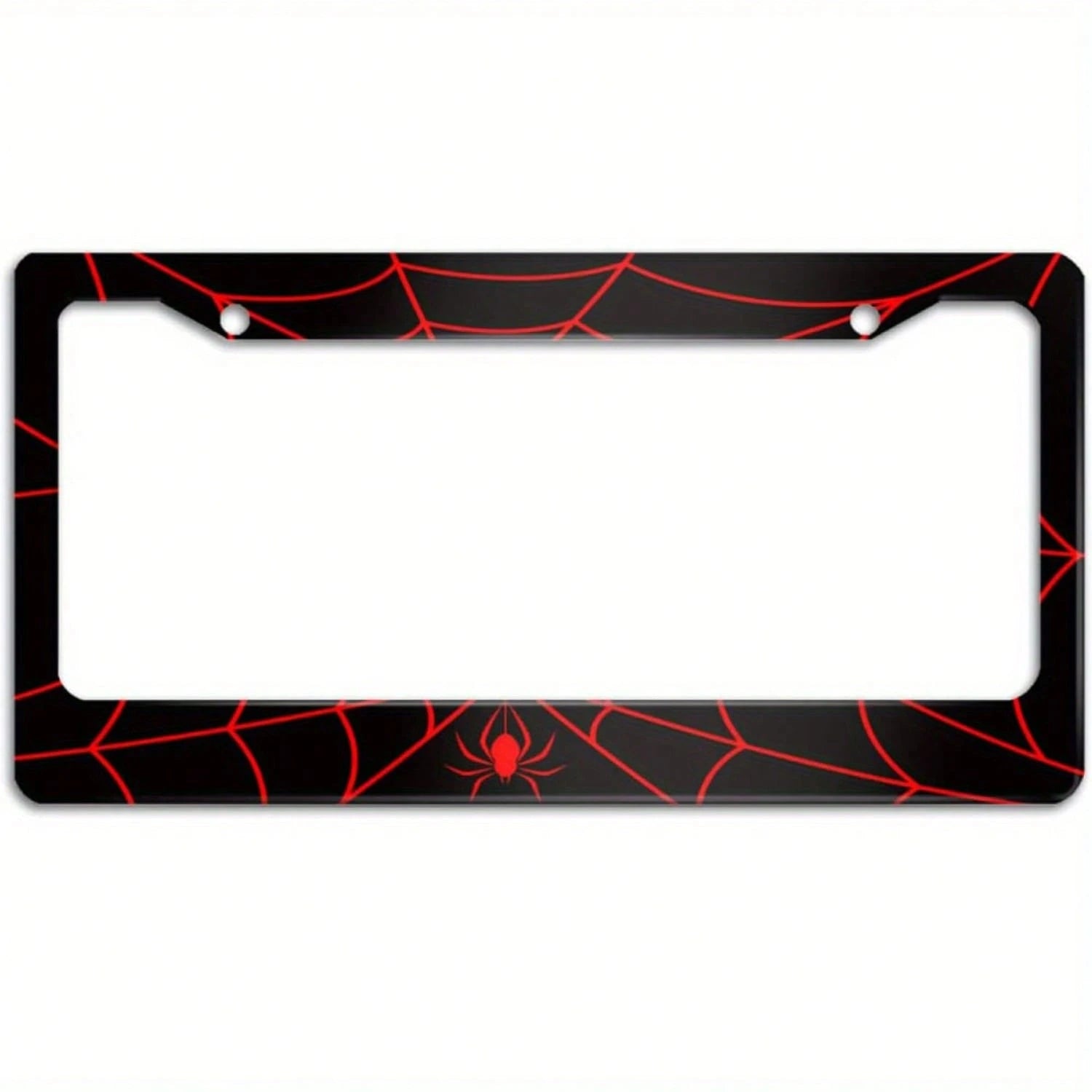 1 Piece, Metal License Plate Frame Featuring A Spiderweb Pattern; Includes 2 Mounting Holes And Screw Caps; Fits Standard US License Plates; Universal Design; An Ideal Exterior Car Accessory And Gift