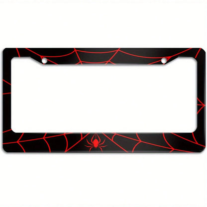 1 Piece, Metal License Plate Frame Featuring A Spiderweb Pattern; Includes 2 Mounting Holes And Screw Caps; Fits Standard US License Plates; Universal Design; An Ideal Exterior Car Accessory And Gift
