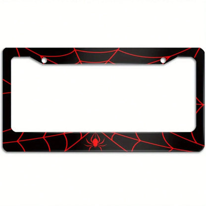 1 Piece, Metal License Plate Frame Featuring A Spiderweb Pattern; Includes 2 Mounting Holes And Screw Caps; Fits Standard US License Plates; Universal Design; An Ideal Exterior Car Accessory And Gift