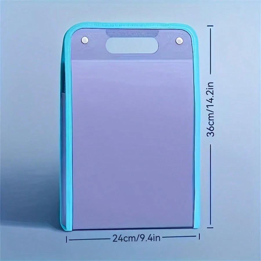1 Portable Expanding File Folder Organizer- 13 Layers Large Capacity A4 File Storage Bag, Durable PP Plastic With Ergonomic Handle, Sky Blue & Pink Suitable For Office, Home Organization, Desktop Fil