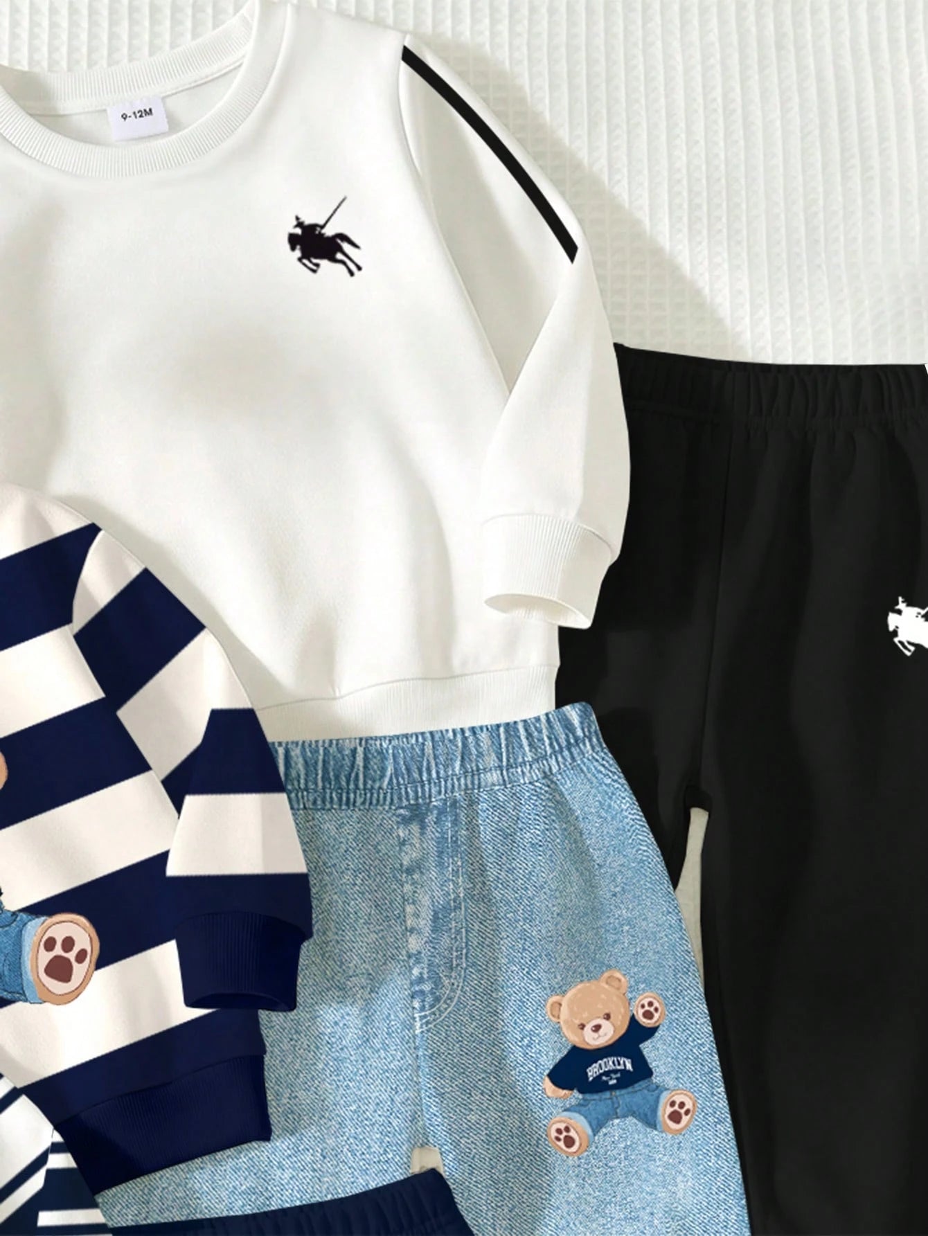 1 Random Set,, Casual Logo Red White Black Color Block Letter Graphic Print Crew Neck Long Sleeve Sweatshirt With Logo Print Long Sweatpants