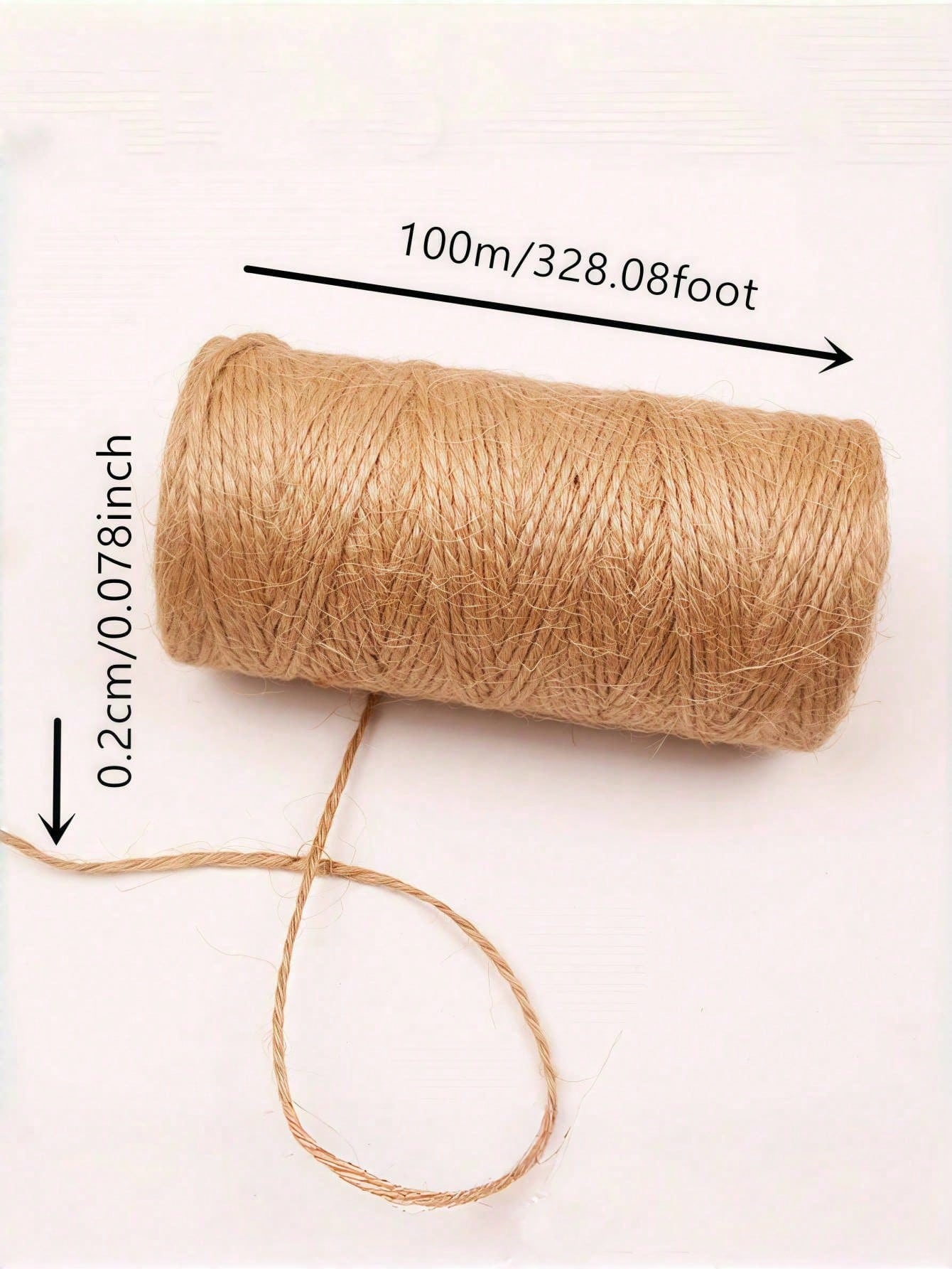 1 Roll 100m Yellow Hemp Rope, Hemp Rope For Retro Packaging, Labels, Photos, Gifts, Tags, Garden, Gift Wrapping Use, DIY Jewelry Decoration Retro Braided Rope, Hang Tags, Binding Rope, Wedding Decor,