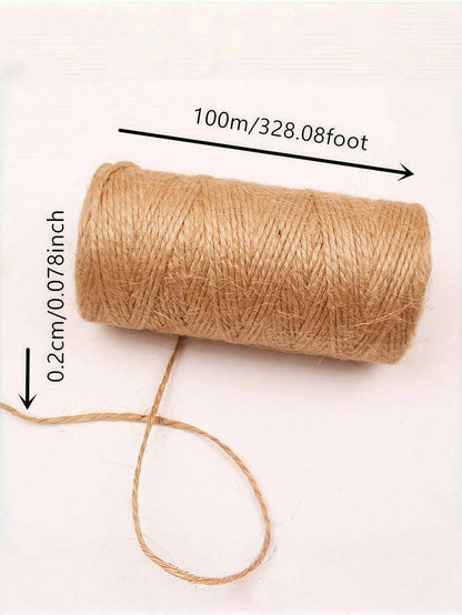 1 Roll 100m Yellow Hemp Rope, Hemp Rope For Retro Packaging, Labels, Photos, Gifts, Tags, Garden, Gift Wrapping Use, DIY Jewelry Decoration Retro Braided Rope, Hang Tags, Binding Rope, Wedding Decor,