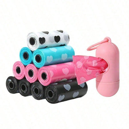 1 Roll Cute Paw Print Pattern Puppy Waste Bags, Easy-Tear Disposal Bags Compatible With Standard Dispenser, Essential Dog Stuff For Daily Walks