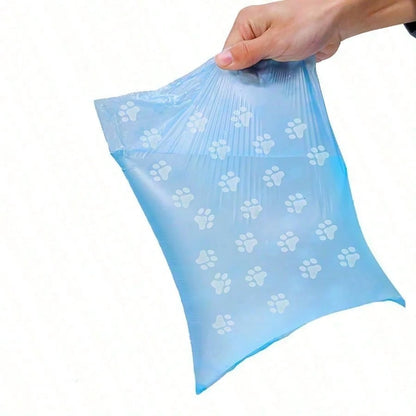 1 Roll Cute Paw Print Pattern Puppy Waste Bags, Easy-Tear Disposal Bags Compatible With Standard Dispenser, Essential Dog Stuff For Daily Walks