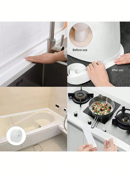 1 Roll Of Waterproof White PVC Self-Adhesive Tape-Perfect For Bathroom, Sink & Kitchen-Super Strong Stickiness! Home Bathroom Decor Fall Decor Back To School