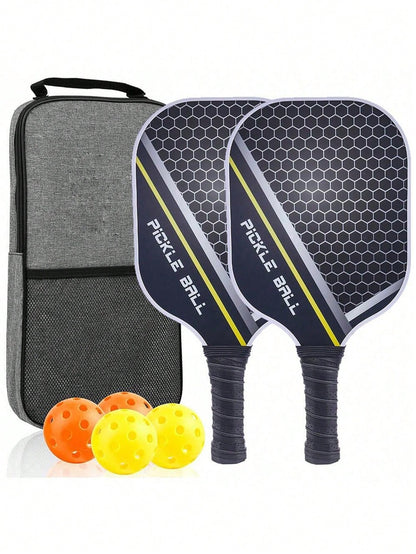 1 Set: 2 Carbon Fiber Paddles, 4 Balls, 2 Towels, 1 Carry Bag, Carbon Fiber USAPA Approved Graphite Pickleball Paddle Set With PU Grip