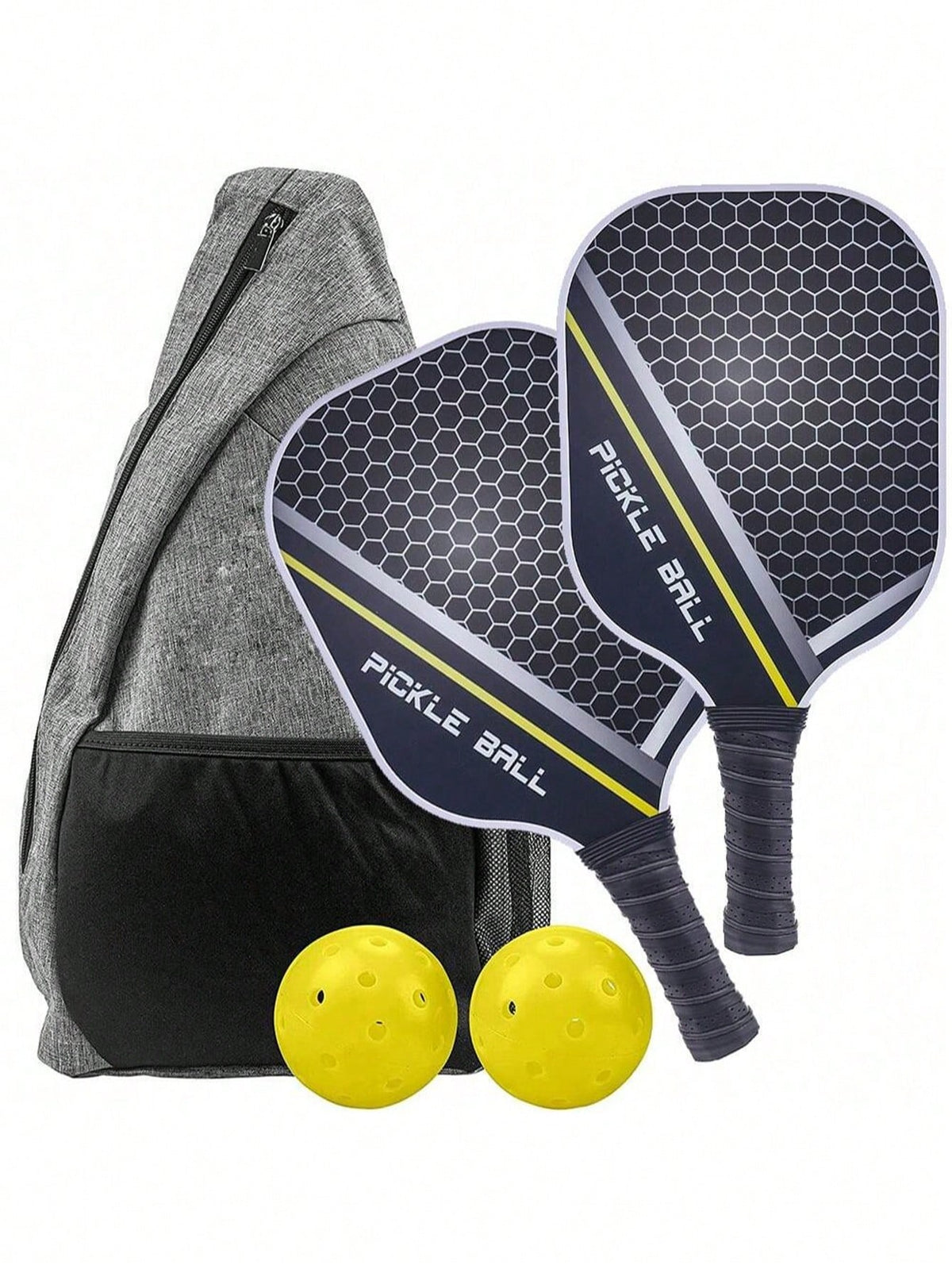 1 Set: 2 Carbon Fiber Paddles, 4 Balls, 2 Towels, 1 Carry Bag, Carbon Fiber USAPA Approved Graphite Pickleball Paddle Set With PU Grip