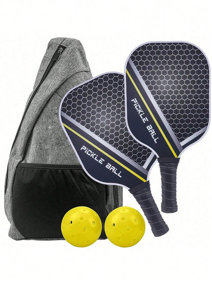 1 Set: 2 Carbon Fiber Paddles, 4 Balls, 2 Towels, 1 Carry Bag, Carbon Fiber USAPA Approved Graphite Pickleball Paddle Set With PU Grip