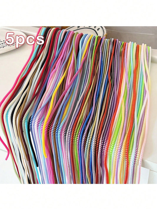 1 Set 4pcs/5pcs 5 Random Color Cable Protectors, Suitable For Universal Phone Chargers, 1.4m Cable Winder Designed To Prevent Charging Cable Bending And Breaking.