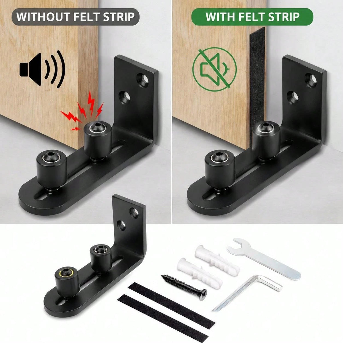 1 Set Adjustable Barn Door Floor Guide Rail With Dual Rollers, Embedded Wall-Mounted Fixed Roller Hardware, Suitable For Sliding Doors, No Damage To Floor