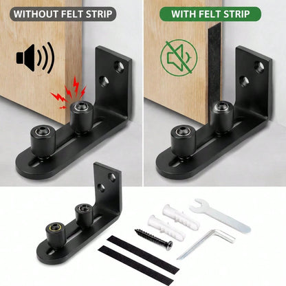 1 Set Adjustable Barn Door Floor Guide Rail With Dual Rollers, Embedded Wall-Mounted Fixed Roller Hardware, Suitable For Sliding Doors, No Damage To Floor