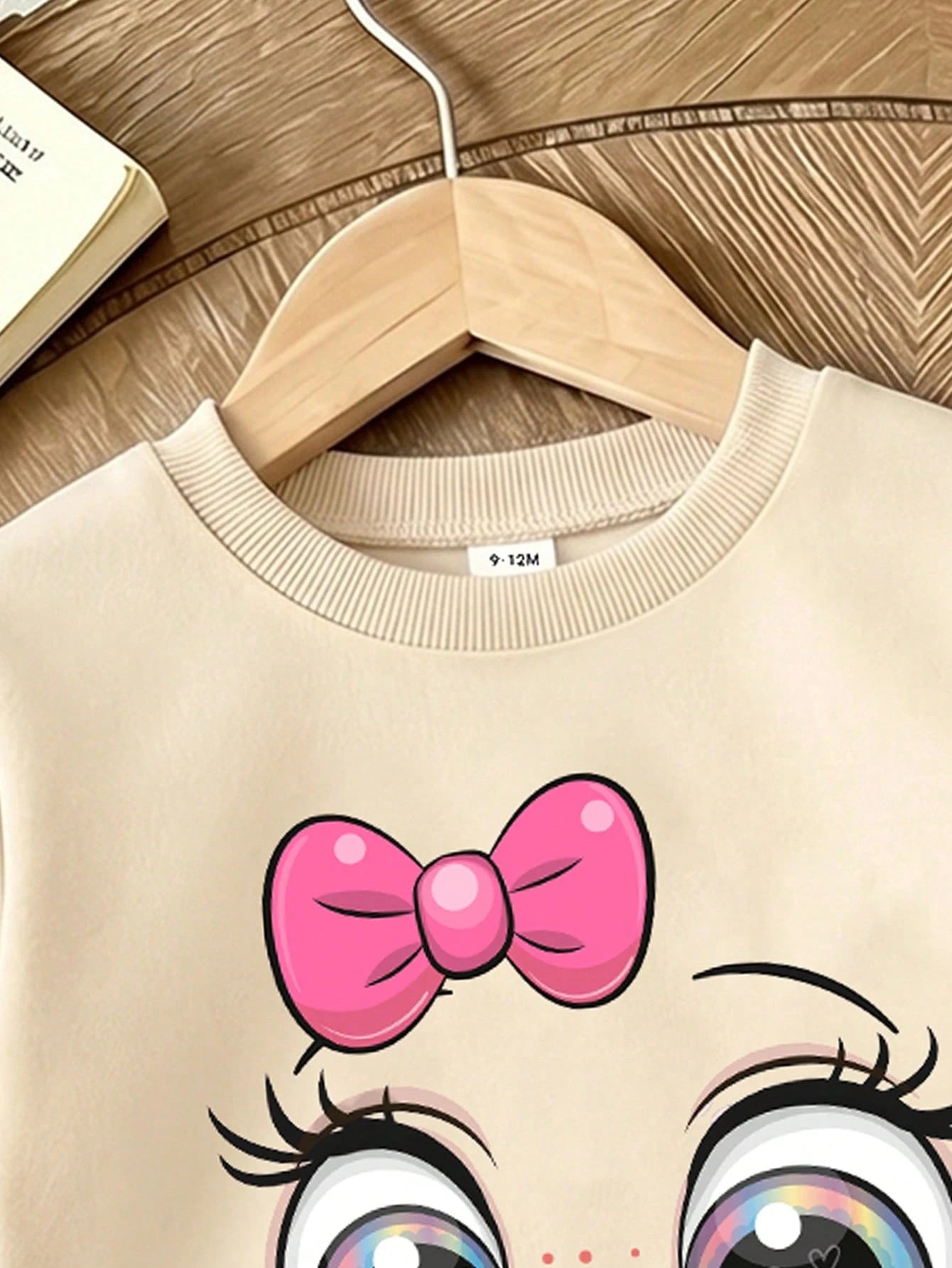 1 Set Baby Girl Sweet Cute Fashion Expression Element Pattern Print Crew Neck Sweatshirt With Matching Print Pattern Leggings Outfit, Suitable For Autumn/Winter Daily Wear