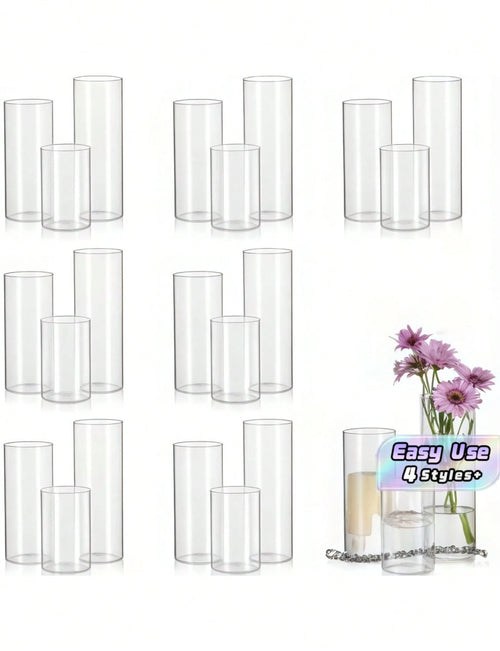 1 Set Glass Cylinder Vase, Transparent Vase, Hurricane Candle Holder, Suitable For Dining Table Decor, …Wedding Home Decoration, Rama Decor Gift, Birthday Graduation Ceremony, Room Decoration, Etc