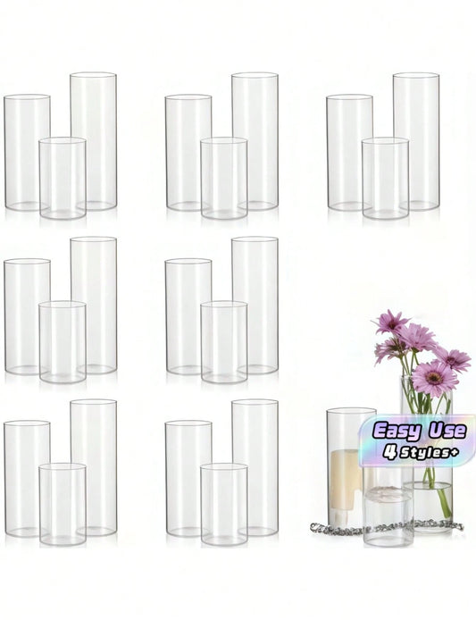 1 Set Glass Cylinder Vase, Transparent Vase, Hurricane Candle Holder, Suitable For Dining Table Decor, …Wedding Home Decoration, Rama Decor Gift, Birthday Graduation Ceremony, Room Decoration, Etc