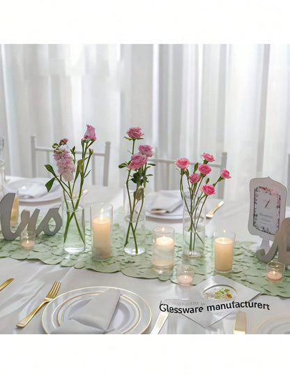 1 Set Glass Cylinder Vase, Transparent Vase, Hurricane Candle Holder, Suitable For Dining Table Decor, …Wedding Home Decoration, Rama Decor Gift, Birthday Graduation Ceremony, Room Decoration, Etc