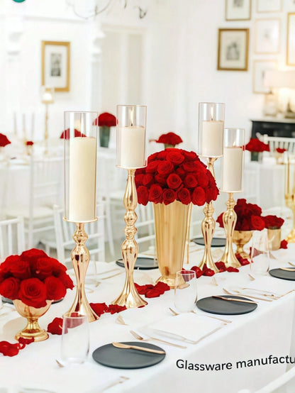 1 Set Glass Cylinder Vase, Transparent Vase, Hurricane Candle Holder, Suitable For Dining Table Decor, …Wedding Home Decoration, Rama Decor Gift, Birthday Graduation Ceremony, Room Decoration, Etc