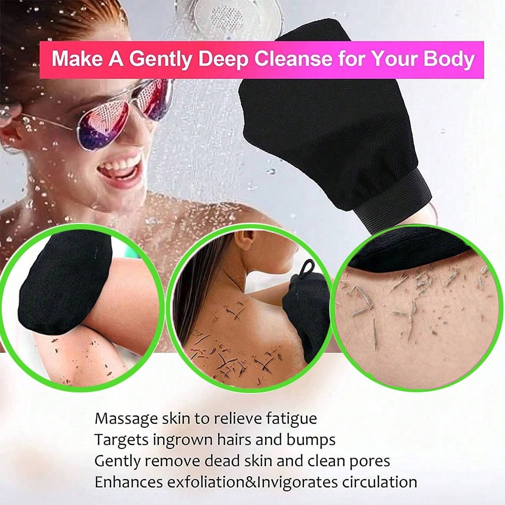1 Set Korean Exfoliating Gloves- Effectively Removes Dead Skin, Suitable For Spray Tanning Or Keratosis Pilaris, Made Of 100% Viscose Fiber