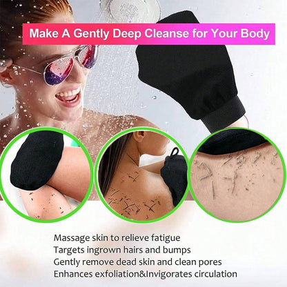 1 Set Korean Exfoliating Gloves- Effectively Removes Dead Skin, Suitable For Spray Tanning Or Keratosis Pilaris, Made Of 100% Viscose Fiber