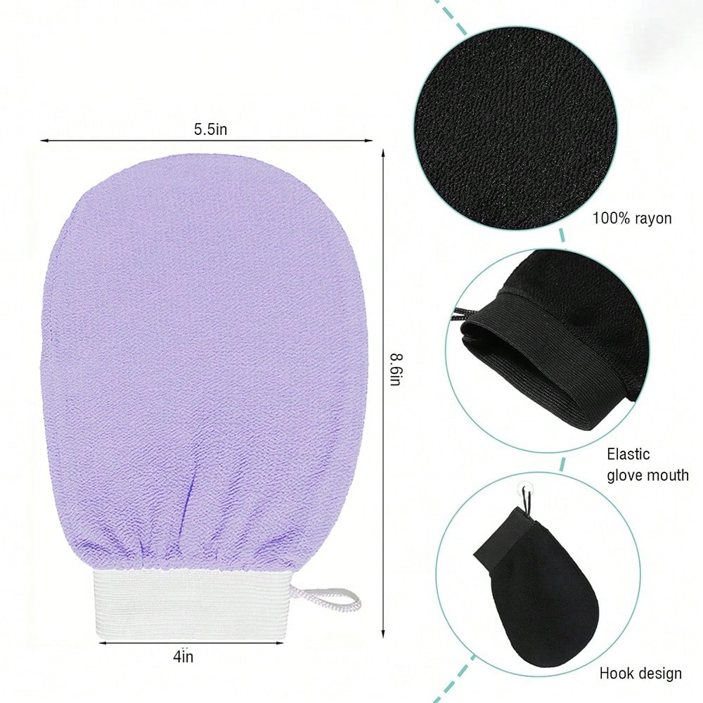1 Set Korean Exfoliating Gloves- Effectively Removes Dead Skin, Suitable For Spray Tanning Or Keratosis Pilaris, Made Of 100% Viscose Fiber