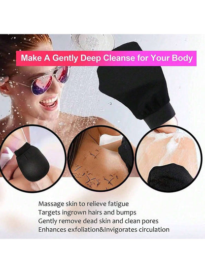 1 Set Korean Exfoliating Gloves- Effectively Removes Dead Skin, Suitable For Spray Tanning Or Keratosis Pilaris, Made Of 100% Viscose Fiber