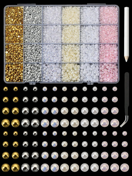 1 Set Pearl Nail Art Decorations, 3D Nail Jewelry, Flat Pearls, Nail Art Accessories, Nail Supplies, Nail Gems Nails Nail Charms