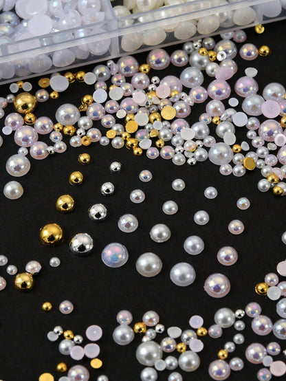 1 Set Pearl Nail Art Decorations, 3D Nail Jewelry, Flat Pearls, Nail Art Accessories, Nail Supplies, Nail Gems Nails Nail Charms