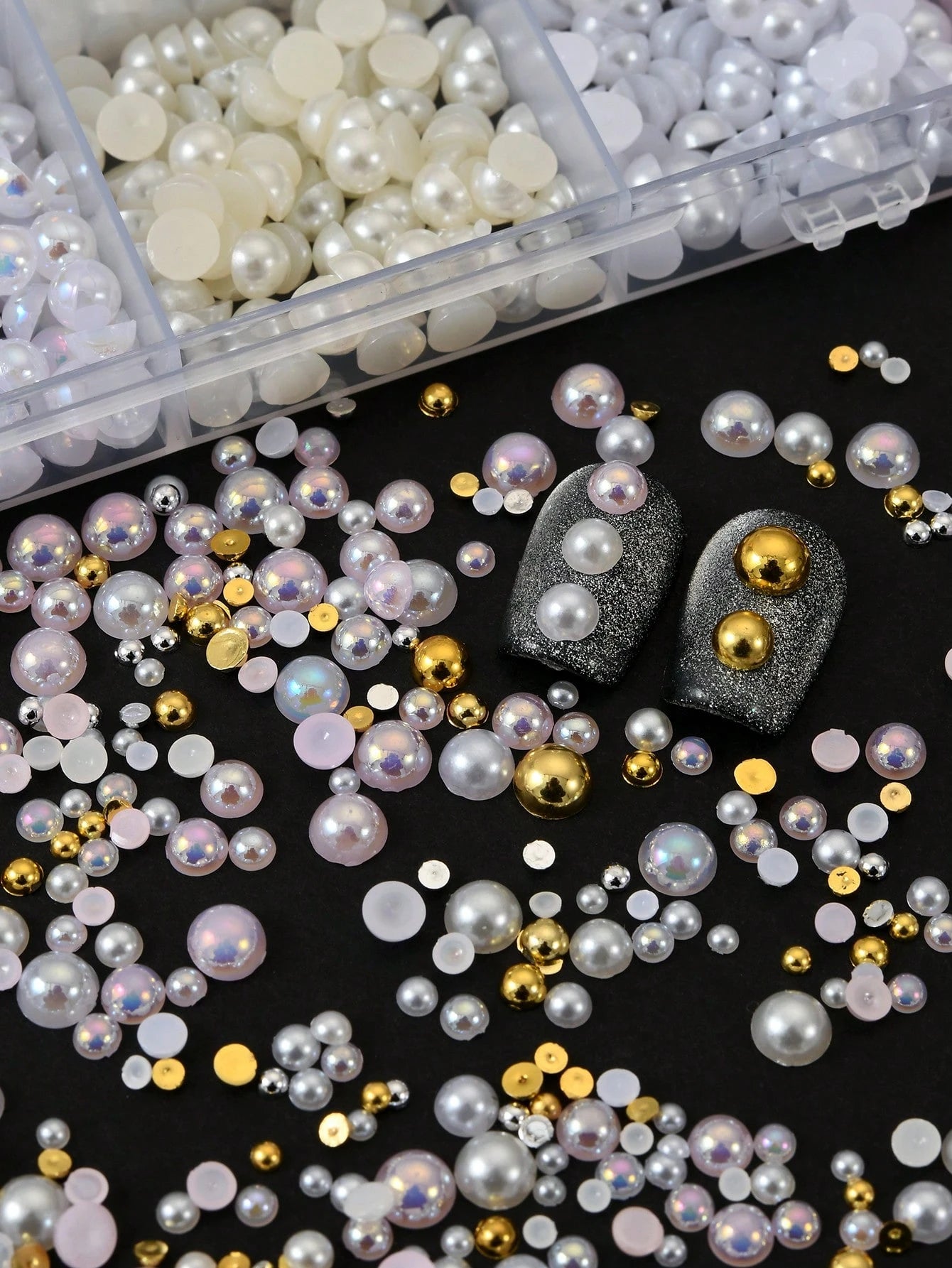 1 Set Pearl Nail Art Decorations, 3D Nail Jewelry, Flat Pearls, Nail Art Accessories, Nail Supplies, Nail Gems Nails Nail Charms