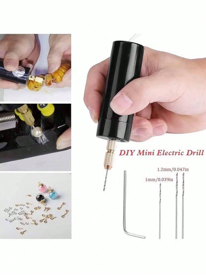 1 Set Portable Mini Electric Drill, Handheld Electric Drill Suitable For Jewelry Making, Woodworking And Metal Processing. Mini Handheld Electric Drill, Jewelry Making DIY Woodworking Crafts Metal Woo