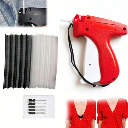 1 Set Portable Sewing Machine Accessories, Quilting Gun, Mini Sewing Gun, Micro Sewing Edging Gun, Clothing Micro Label Sewing Tool (1 Label Gun + 6 Needles + 500 White And 500 Black Snap Fasteners)