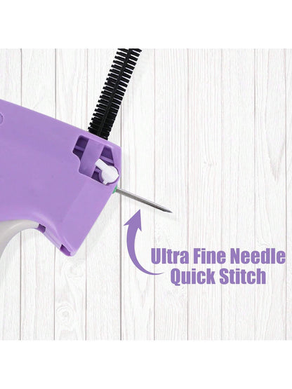 1 Set Portable Sewing Machine Accessories, Quilting Gun, Mini Sewing Gun, Micro Sewing Edging Gun, Clothing Micro Label Sewing Tool (1 Label Gun + 6 Needles + 500 White And 500 Black Snap Fasteners)
