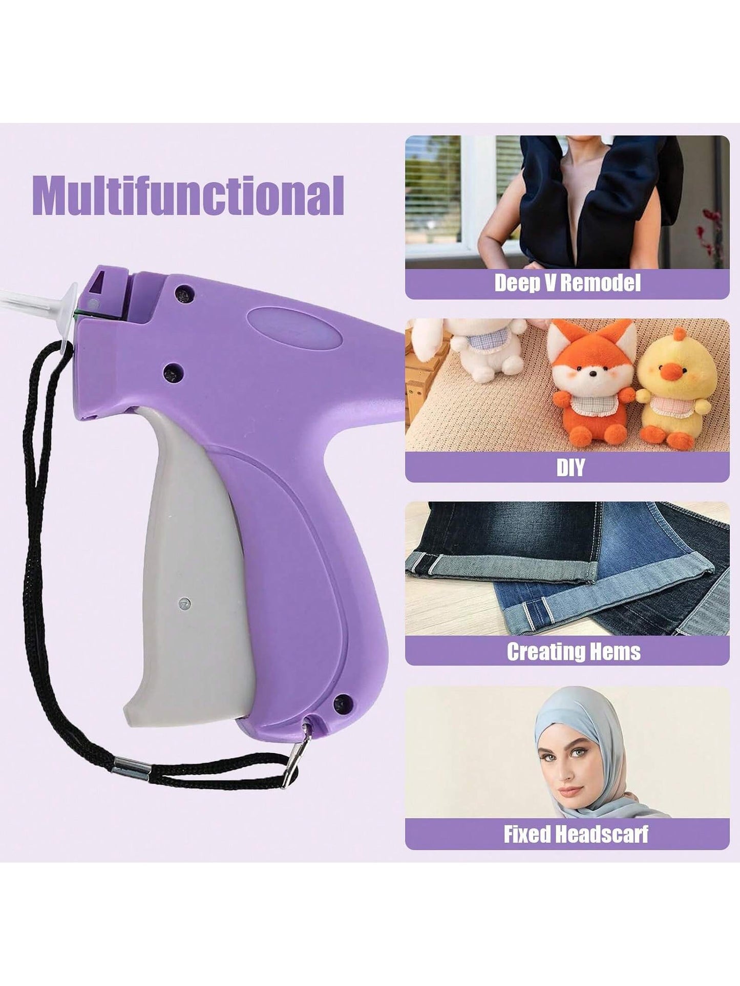 1 Set Portable Sewing Machine Accessories, Quilting Gun, Mini Sewing Gun, Micro Sewing Edging Gun, Clothing Micro Label Sewing Tool (1 Label Gun + 6 Needles + 500 White And 500 Black Snap Fasteners)