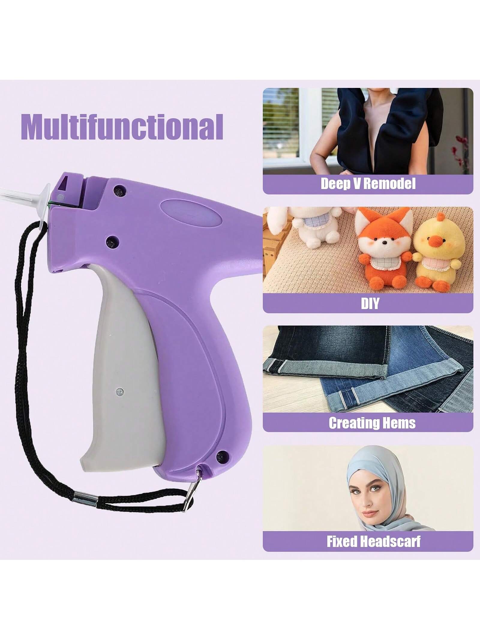 1 Set Portable Sewing Machine Accessories, Quilting Gun, Mini Sewing Gun, Micro Sewing Edging Gun, Clothing Micro Label Sewing Tool (1 Label Gun + 6 Needles + 500 White And 500 Black Snap Fasteners)