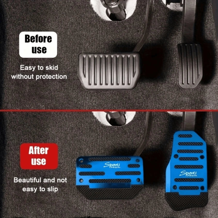 1 Set Red Alloy Automatic Pedal Cover With Anti-Slip Rubber, Wear-Resistant, Enhances Driving Safety, Suitable For Most Automatic Cars, SUVs And ATVs